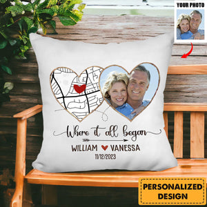 Where It All Began-Personalized Upload Photo Pillowcase,Gift For Couple