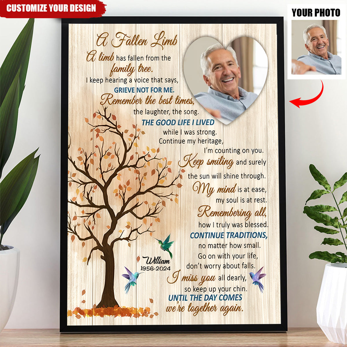 A Limb Has Fallen In The Family Tree- Personalized Memorial Canvas