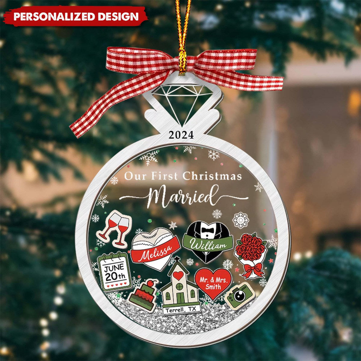 Our First Christmas Personalized Acrylic Wedding Couple Ornament