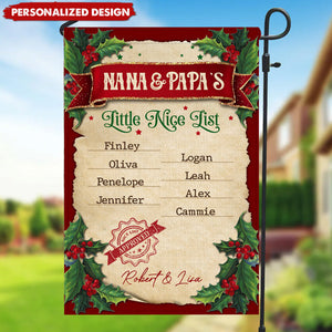 Little Nice List Custom Name Personalized Garden Flag Holiday Decoration