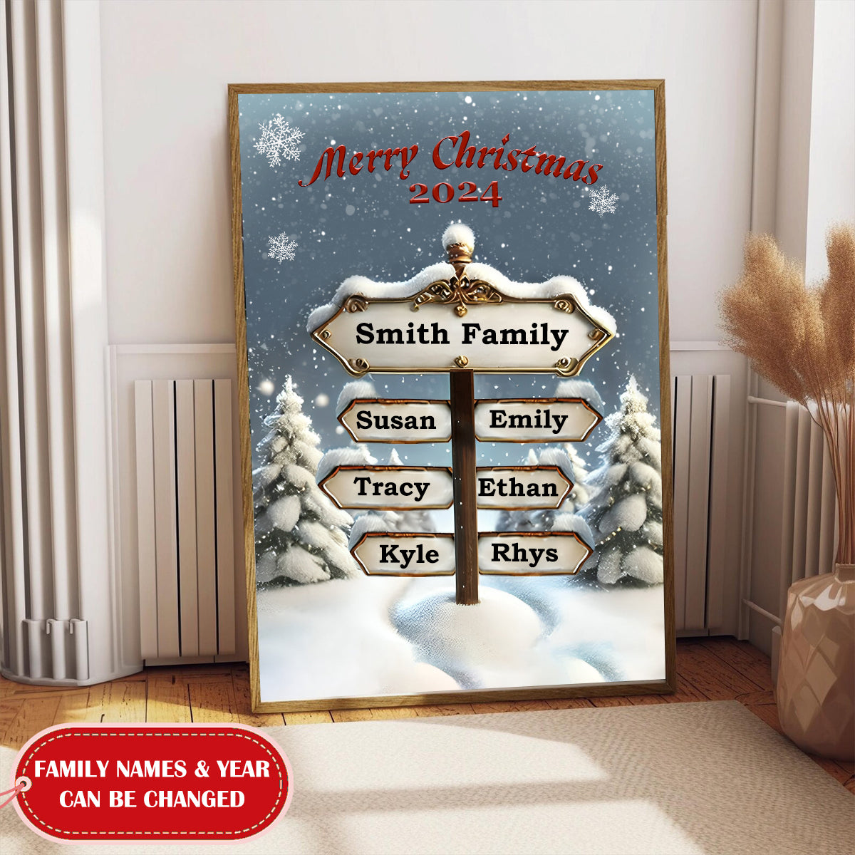 Merry Christmas - Personalized Family Canvas Wall Decor