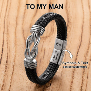 To My Man - Personalized Custom Engraved Name Leather Bracelet