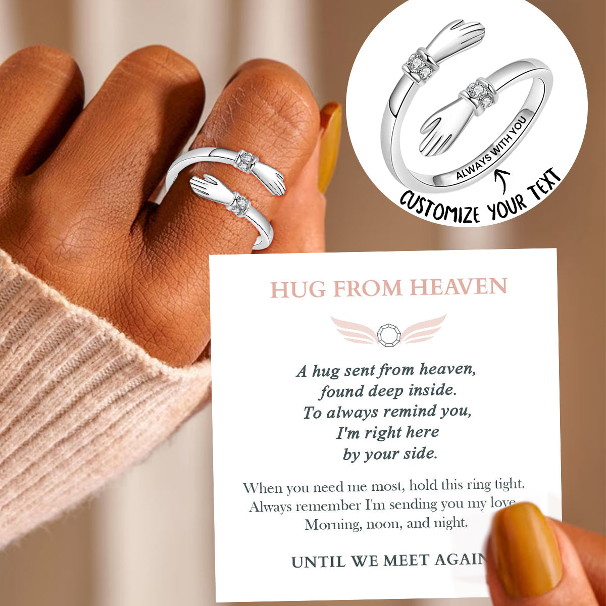 Personalized Hug From Heaven Memorial Ring