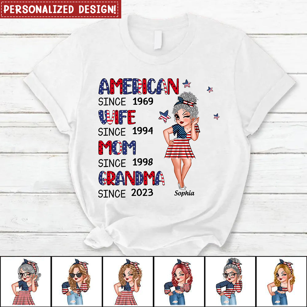 Born To Be An American Legend Grandma Personalized Shirt,Independence Day Gift for Nana, Grandma