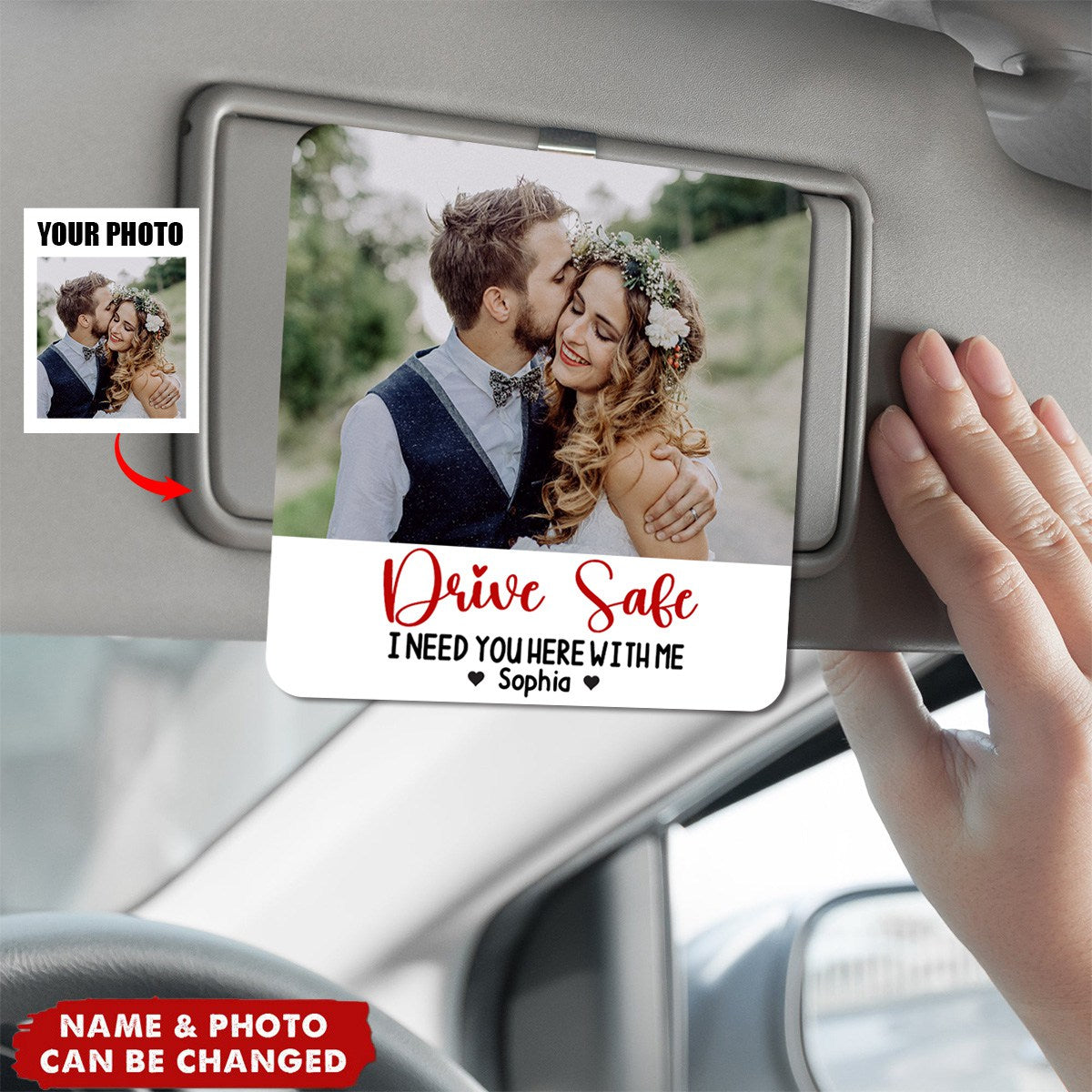 Drive Safe-Personalized Custom Photo Gifts For Couple Car Visor Clip