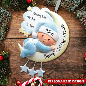 Baby Hugging Moon - Personalized First Christmas Ornament