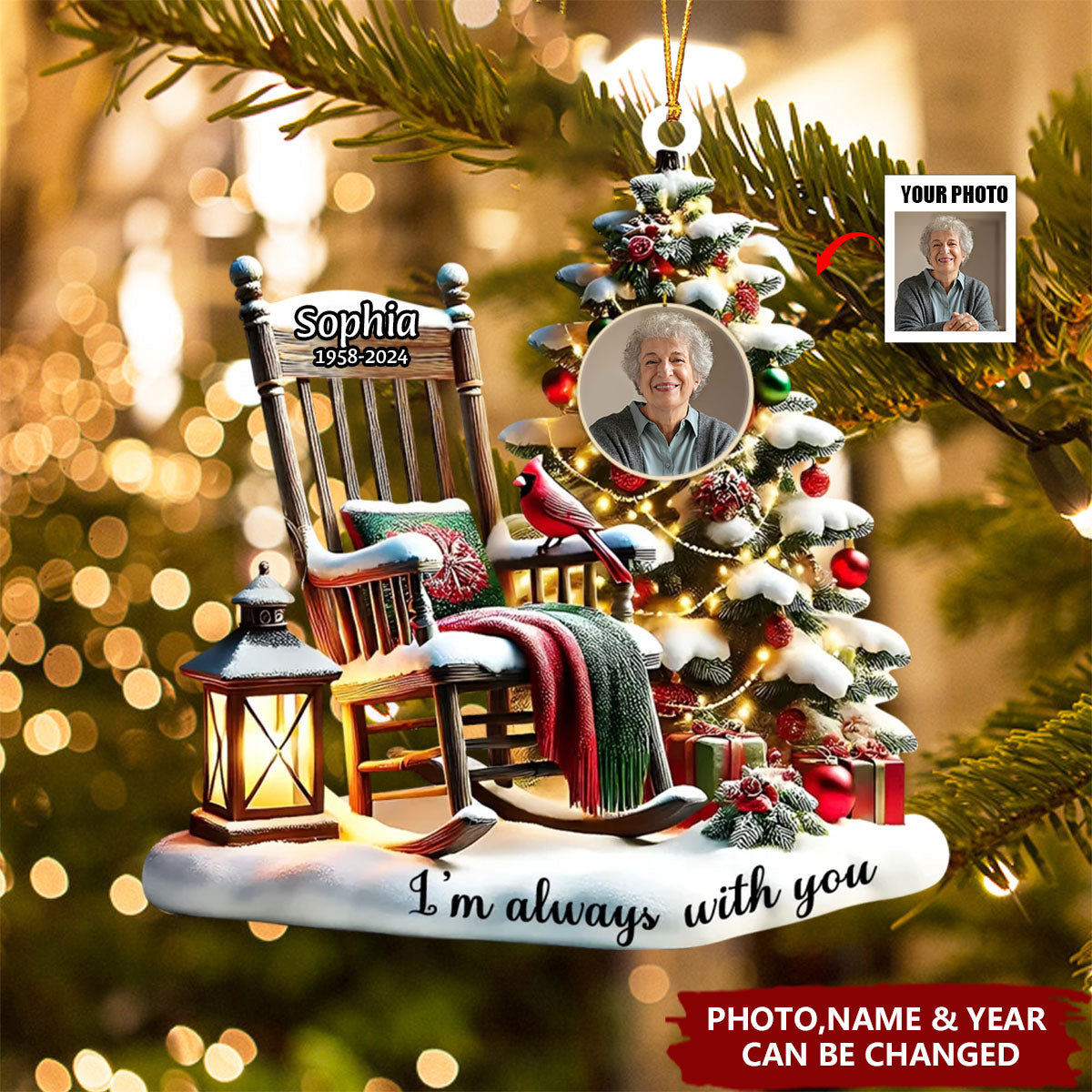 Christmas In Heaven - Personalized Photo Memorial Ornament