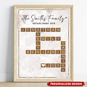 Personalized Family Name Crossword Name Poster Canvas