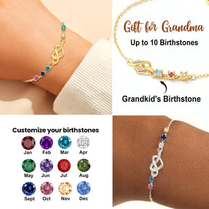 Adjustable Birthstone Love Knot Personalized Bracelet-925 Sterling Silver