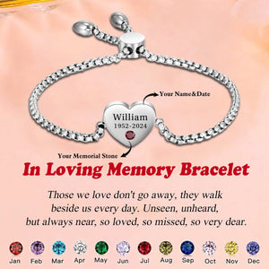 Personalized Name Heart Birthstone Memorial Bracelet