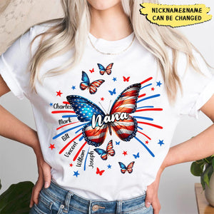 Personalized Butterfly Flag Star 4th Of July T-shirt