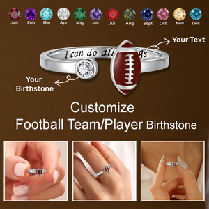 Custom Football Ring With Birthstone-I Can Do All Things