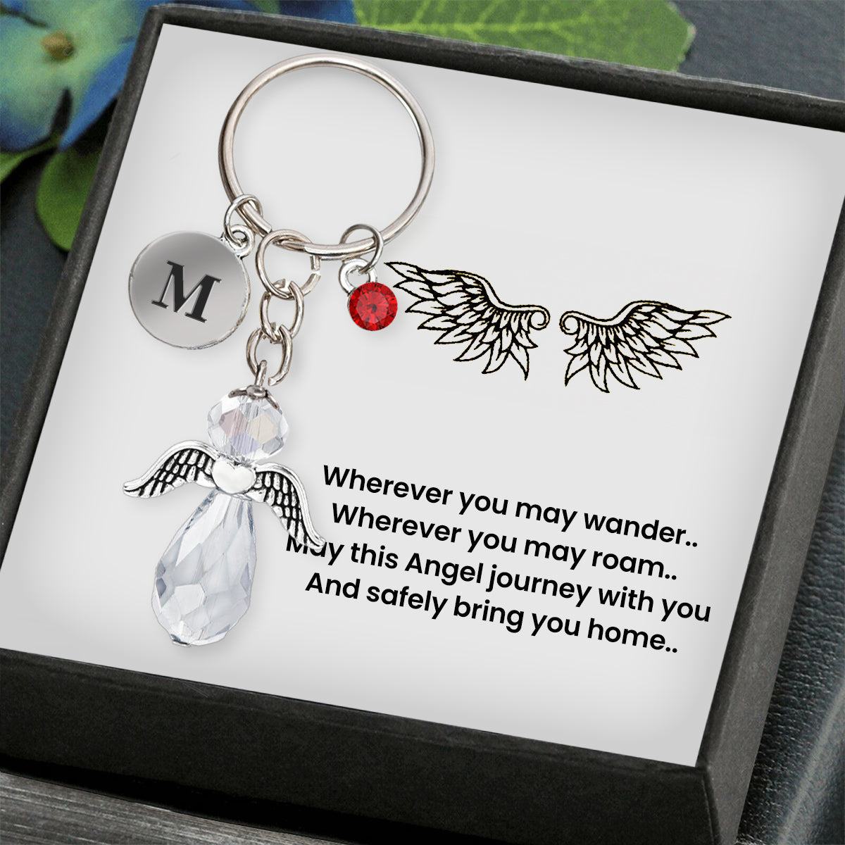 Guardian Personalized Memorial Protection Angel Keychain With Birthstone