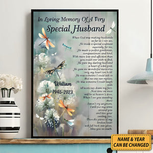 In Loving Memory Of A Very Special Husband Personalized Canvas