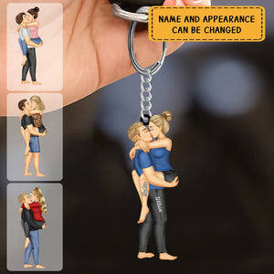 Couple Kissing - Personalized Cutout  Acrylic Keychain - Gift For Couples