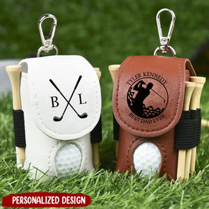 Personalized Pouch Leather Golf Ball Bag - Gift For Golf Lovers