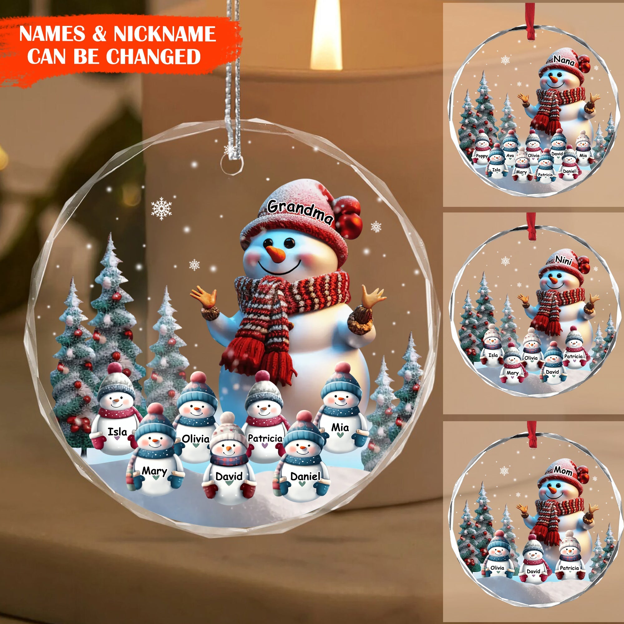 Personalized Grandma&Kid Snowman Christmas Ornament-A Gift For Grandma