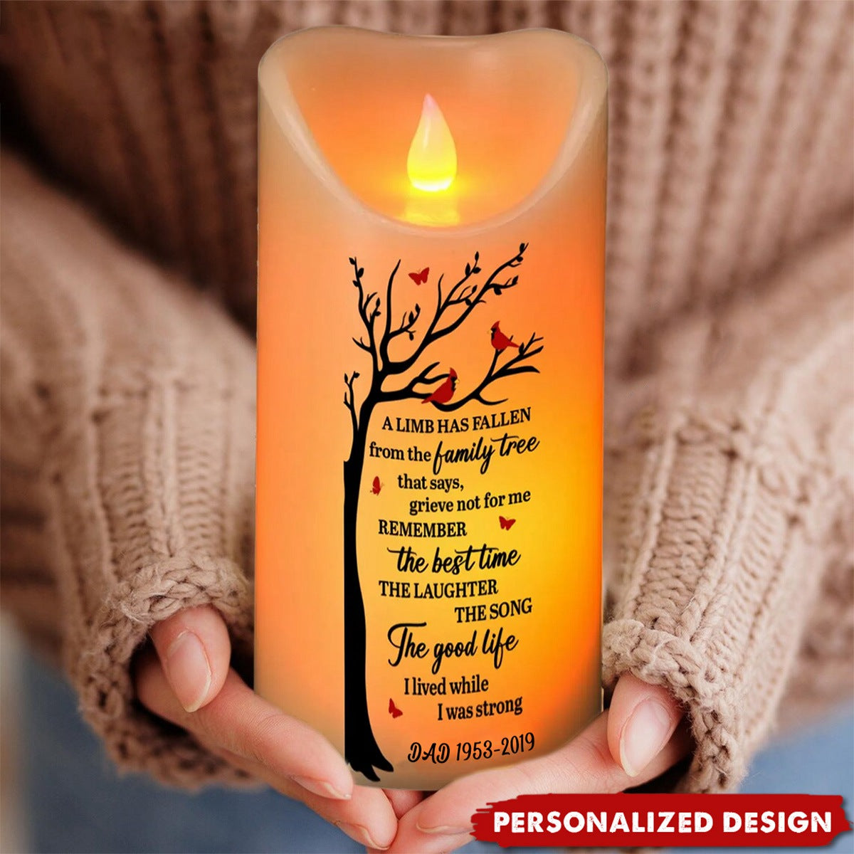 In Loving Memory, Sympathy Remembrance Personalized LED Candle