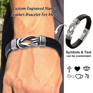 To My Man - Personalized Custom Engraved Name Leather Bracelet