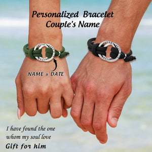 To My Man, Personalized Double Name Date Stainless Steel Bracelet