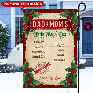 Little Nice List Custom Name Personalized Garden Flag Holiday Decoration