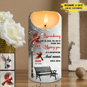 Remembering You Is Easy Missing You Is A Heartache - Personalized Memorial LED Candle