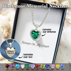 Forever On My Heart-Personalized Name&Birthstone Memorial Necklace