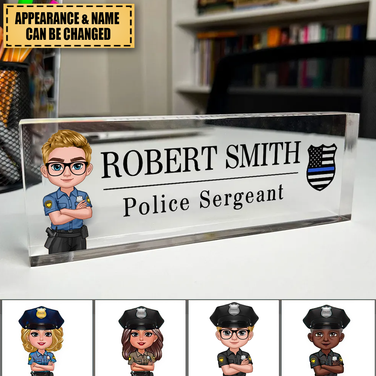 Personalized Acrylic Desk Nameplate Office Decor-Christmas Gift for Police