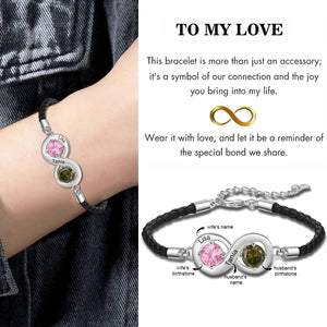 Personalized Couple Infinity Bracelet With 2 Birthstones