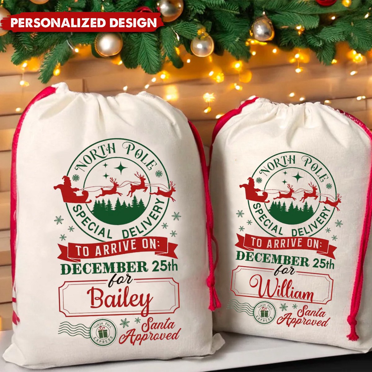 Personalized Name Santa's Special Delivery Sack Favor Bag