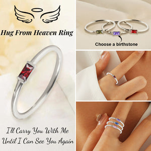 In Loving Memory - Personalized Rectangle Birthstone Memorial Sterling Silver Ring