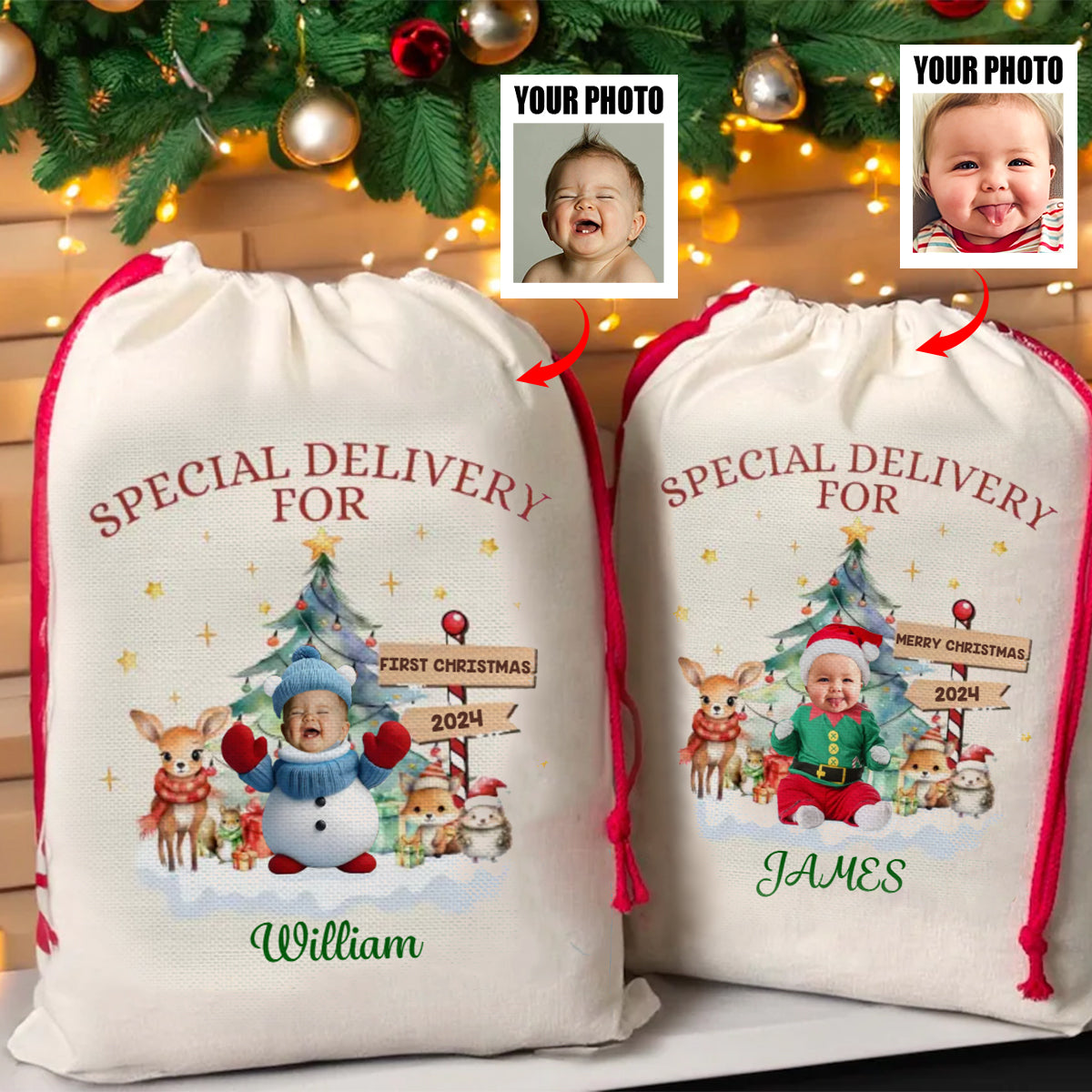 Personalized Custom Christmas Favor Bag-Gift For Kids-Upload Photo