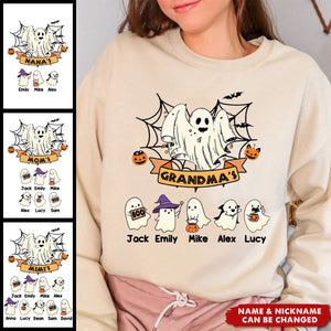 Personalized Grandma Grandkids Halloween Ghost Kids Sweatshirt