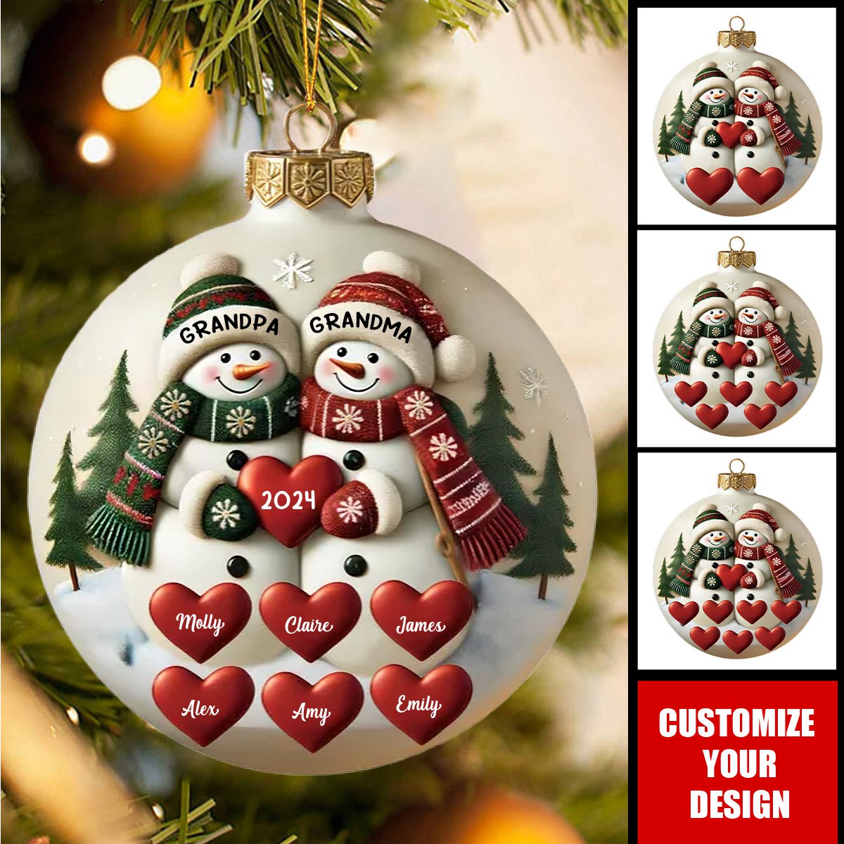 Grandpa&Grandma Dad&Mom Merry Christmas - Personalized Custom Ornament