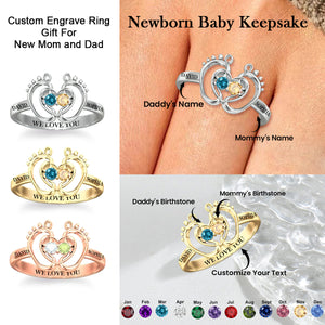 Personalized Newborn Baby Birthstones Ring