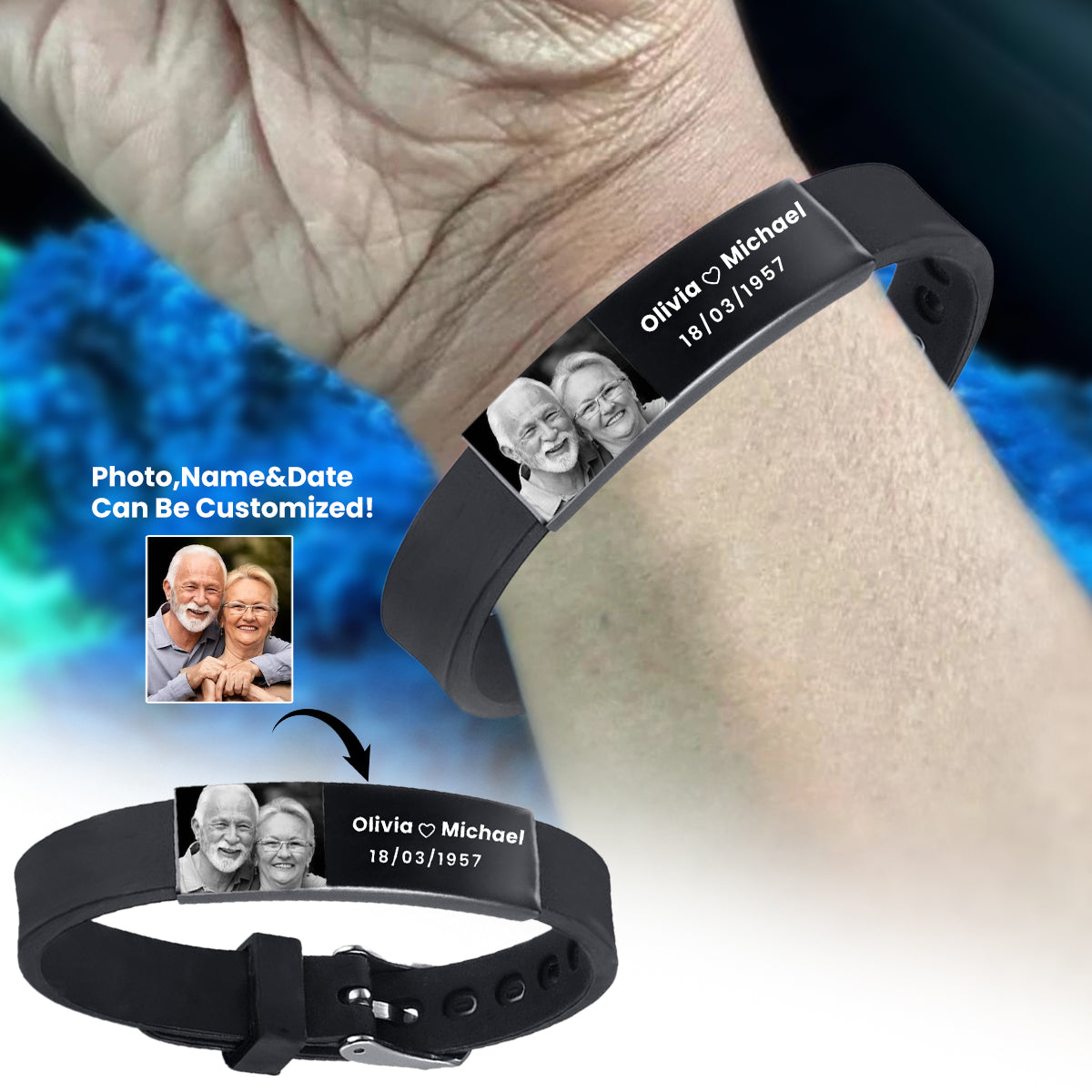 Upload Photo Personalized Man Adjustable Bracelet