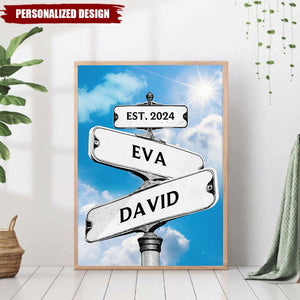 Personalized Vintage Road Sign Couple Anniversary Poster