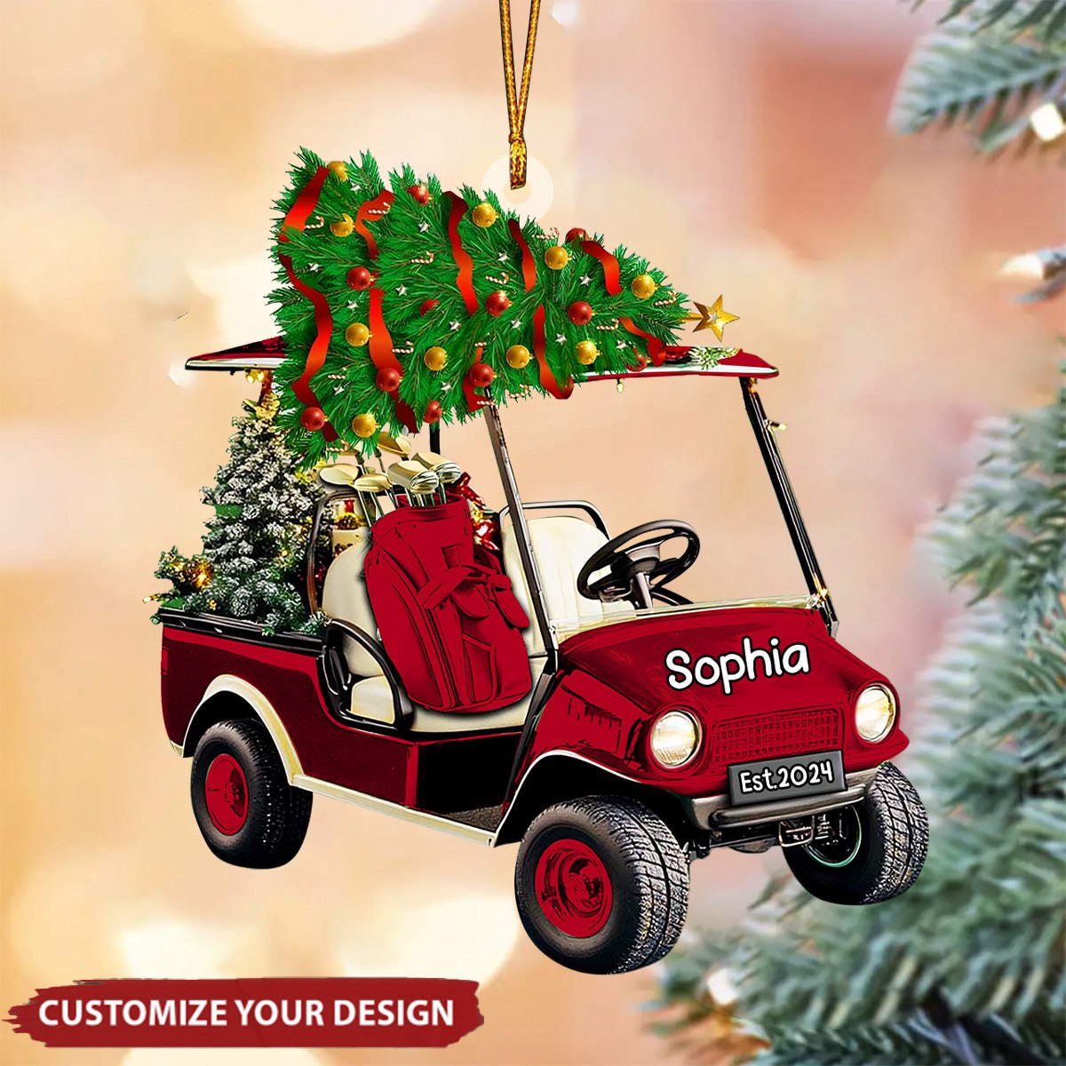 Personalized Golf Cart Ornament - Golf Lover Gift