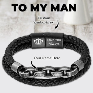 To My Man - Personalized Custom Loving Symbol & Text Stainless Steel Bracelet