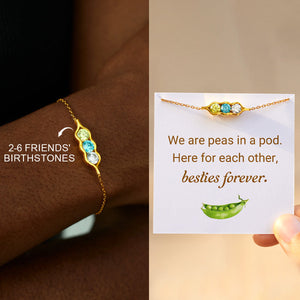 Personalized Bestie Forever Peas in a Pod 2-6 Birthstones Bracelet