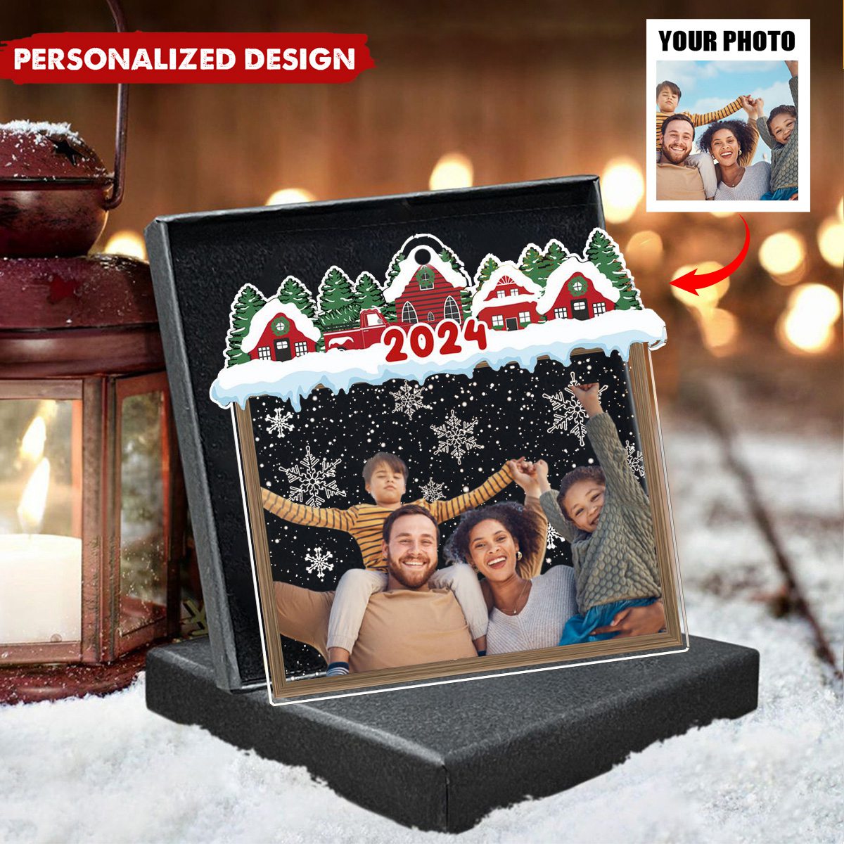 Personalized Custom Photo Family 2024 Christmas Ornament