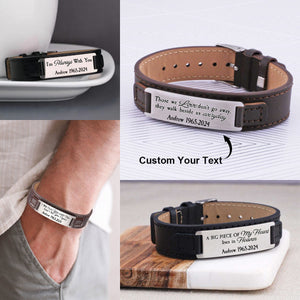 Personalized Custom Memorial Text Leather Bracelet