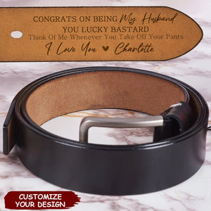 Congrats On Being My Husband  - Personalized Engraved Leather Belt