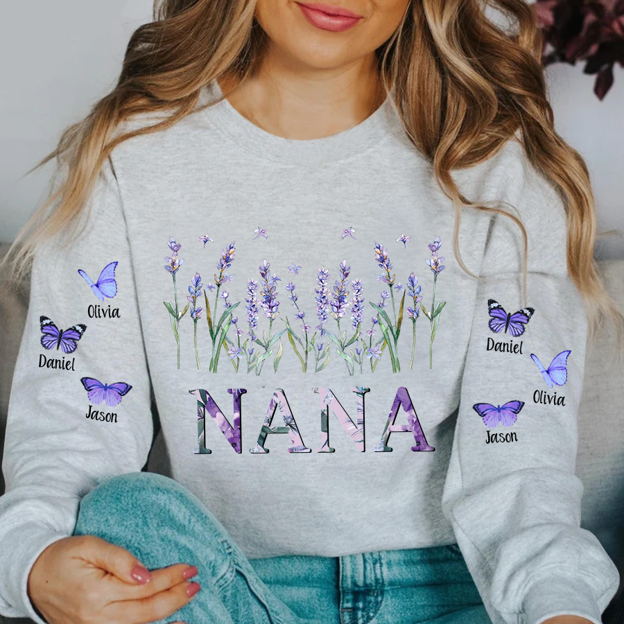 Personalized Nana And Kids Vintage Flower Sweatshirt