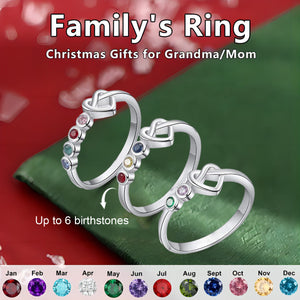 Personalized Grandma Mom 1-6 Family Love Knot Birthstones Ring