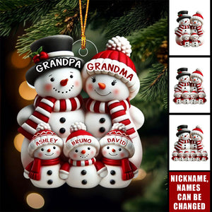 3D Effect Cute Snowman Family Christmas Decor Personalized Acrylic Ornament