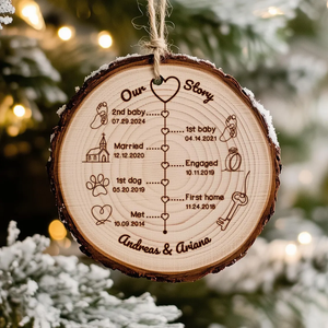 Personalized Love Story Timeline Gifts for Him, Anniversary Ornament Gift for Husband Wife