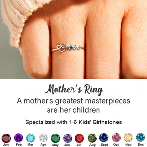 Personalized Grandma Mom 1-6 Family Love Knot Birthstones Ring