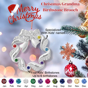 Personalized Grandma Mom 1-6 Birthstones Brooch For Christmas