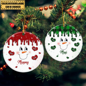 Cute Christmas Snowmy Grandma Mom Little Heart Kids Personalized Ornament